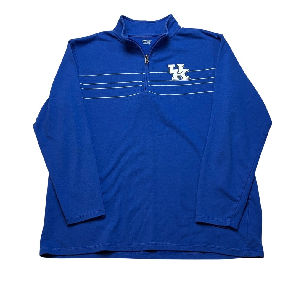 Captivating‎ Quarter Zip Mens XL Blue Kentucky Wildcats Pullover Stripe Details